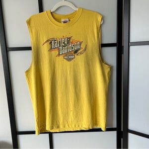 [L] Harley-Davidson Vintage Men’s Bright Yellow Jacox Skull Logo Cotton Tank Tee